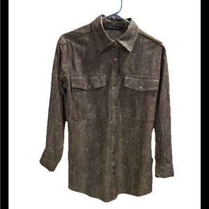 Insight Faux Snakeskin Jacket Snap Front Black and Brown Size Medium